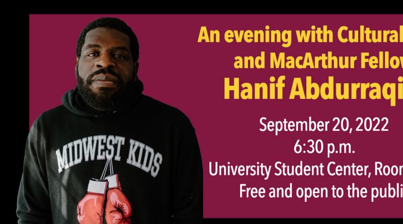 2021 MacArthur Fellow, Hanif Abdurraqib, hailing from Columbus, Ohio, will participate in an evening of poetry and cultural criticism Sept. 20 at Central State University. CONTRIBUTED