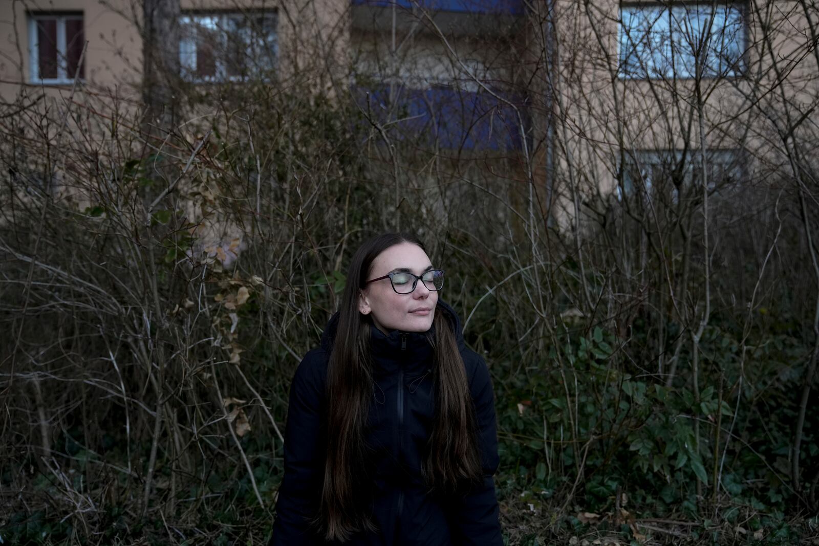 Liusiena Zinovkina, 32, spends time in a park in Berlin, Germany, March 19, 2025. She fled to Germany from Ukraine, where her husband was arrested by invading Russian forces in May 2023. (AP Photo/Ebrahim Noroozi)