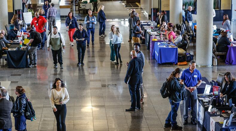 Dozens of regional employers partnered with Sinclair College for an "In-Demand Career Hiring Event" held at Sinclair College Tuesday November 8, 2022. JIM NOELKER/STAFF