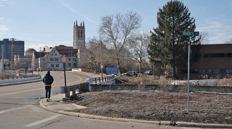 Today, the scene looks a lot dryer with Buck Creek confined to its shores. BILL LACKEY/STAFF