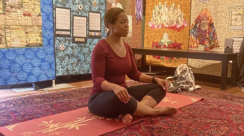 Yoga instructor Kaye Edwards and the Dayton International Peace Museum are offering virtual classes. CONTRIBUTED