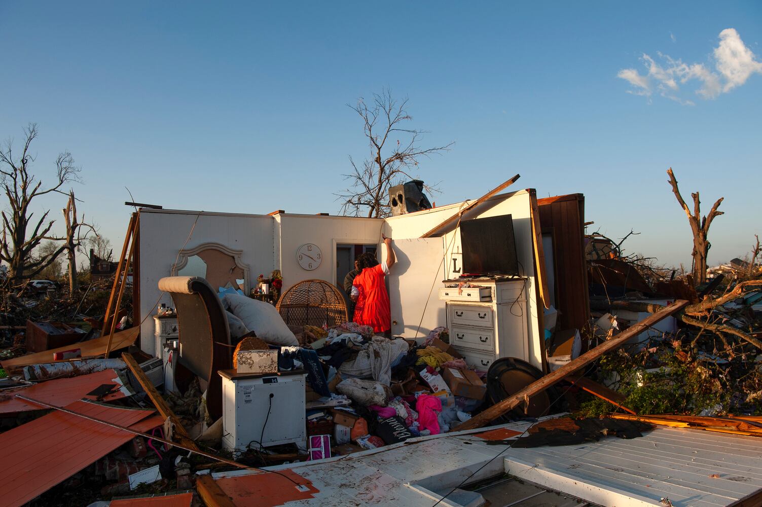 Extensive storm damage in Rolling Fork, Miss., where witnesses said the main commercial strip had been devastated and the National Weather Service confirmed that a tornado had touched down, on March 25, 2023. (Rory Doyle /The New York Times)