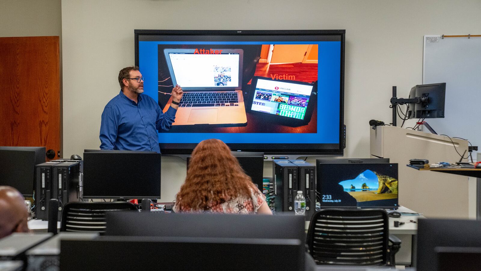 Kyle Jones, Sinclair College Computer Science and Information Technology Chair/Associate Professor facilitates a session for teachers on cybersecurity during the CTE CyberNet Academy.
