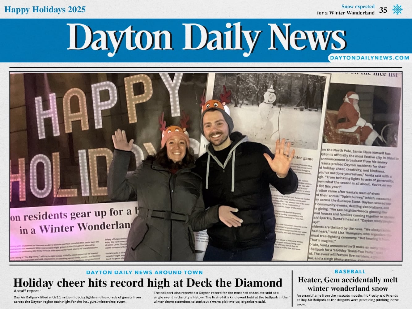 "Front Page News" photobooth at Deck the Diamond