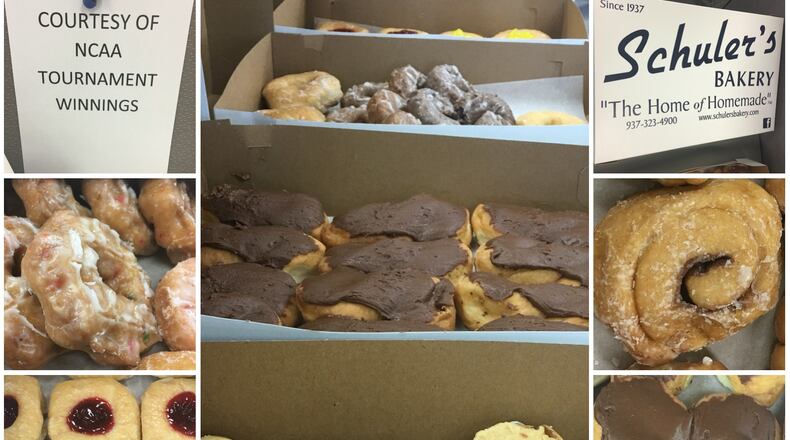 Sugar rush! Check out these sweet homemade donuts from Schuler’s Bakery in Springfield. (Staff photo collage by Michelle Fong)