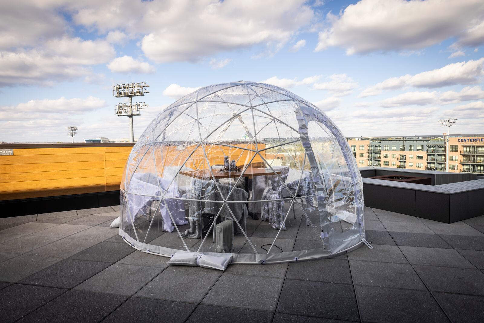 The Foundry, Dayton’s rooftop restaurant located atop the AC Hotel, is launching a new igloo experience as cold weather is moving in (CONTRIBUTED PHOTO).
