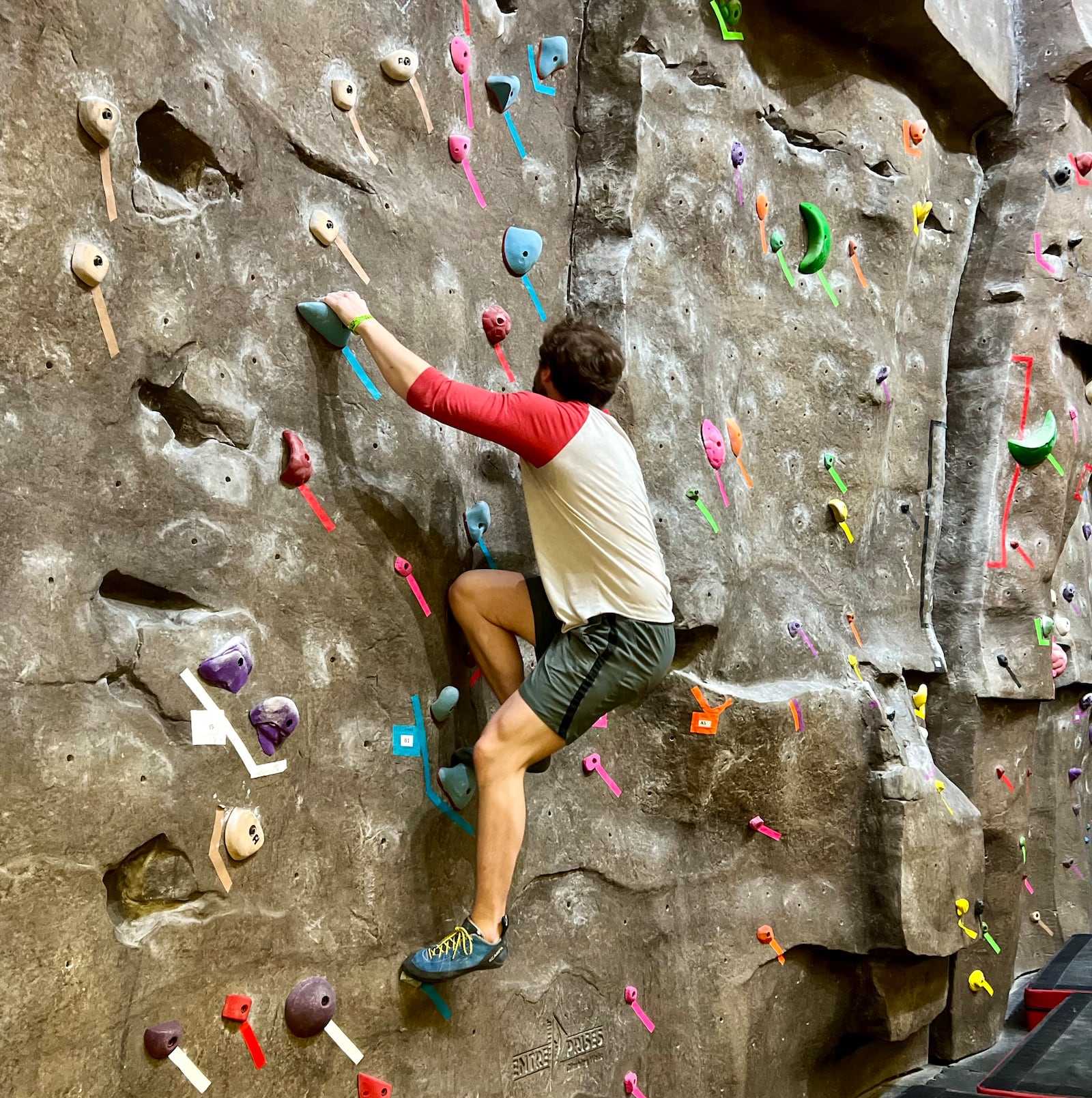 Attendees to Saturday's Adventure Summit on the Wright State University campus had a chance to ascend a climbing wall. AIMEE HANCOCK/STAFF
