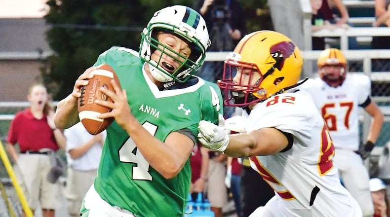Anna High School senior QB Bart Bixler ranks in the top three for rushing and touchdowns in the Midwest Athletic Conference. JASON ALIG / SIDNEY DAILY NEWS