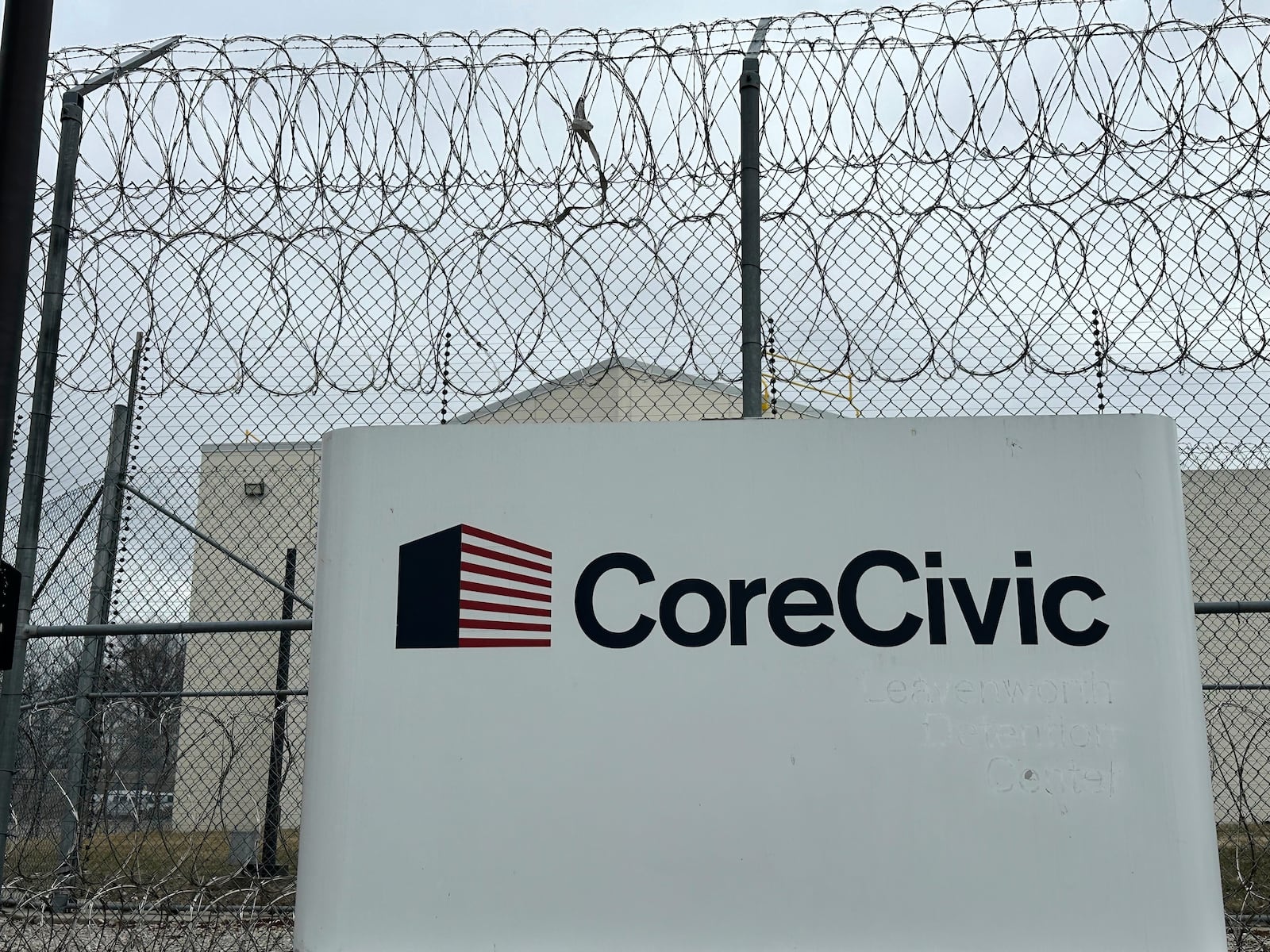 A judge has halted CoreCivic, on Wednesday, June 4, 2025, from housing immigrants facing possible deportation in a shuttered facility that the private prison operator now calls the Midwest Regional Reception Center, in Leavenworth, Kan., pictured Monday, March 3, 2025, unless it can get a permit from frustrated city officials. (AP Photo/Nick Ingram)