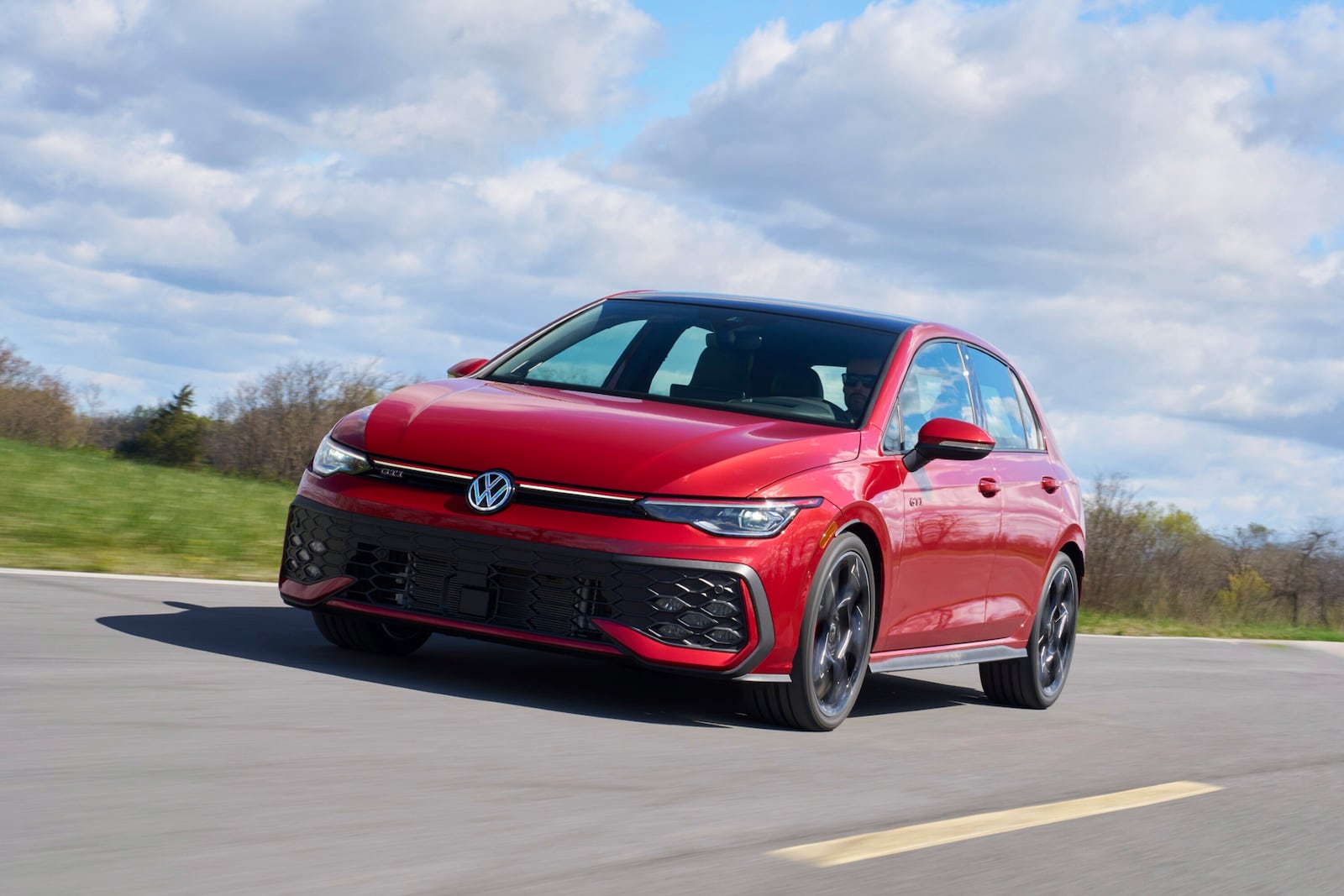 This photo provided by Volkswagen shows the 2025 Golf GTI. The GTI is fun to drive and has a hatchback design that's great for everyday practicality. (Courtesy of Volkswagen of America via AP)