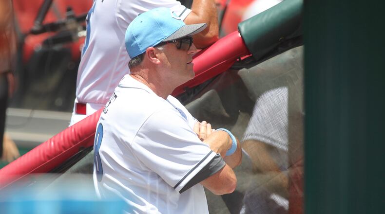 Reds manager Bryan Price watches the action during a game against the Dodgers on Sunday, June 18, 2017, at Great American Ball Park in Cincinnati.