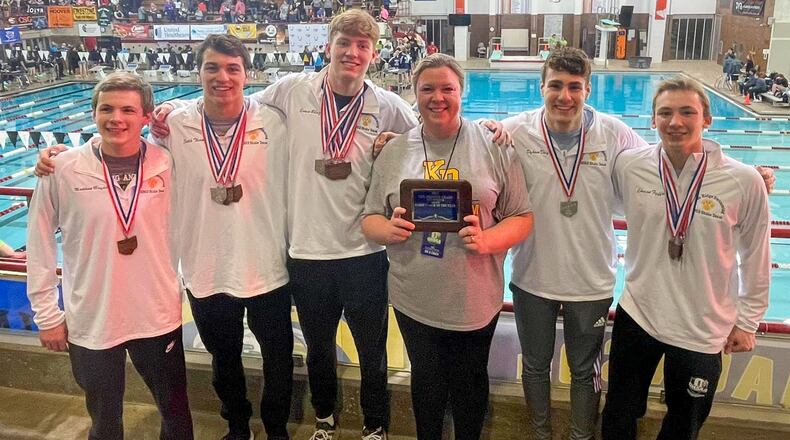 The Kenton Ridge boys swim team finished fourth in the Division II state meet last weekend at C.T. Branin Natatorium in Canton. CONTRIBUTED