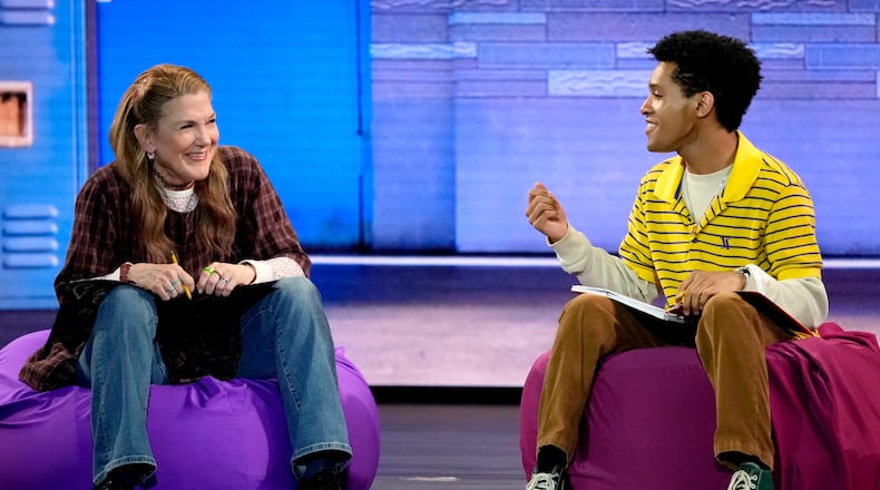 Victoria Clark, left, and Justin Cooley, members of the cast of "Kimberly Akimbo", perform at the 76th annual Tony Awards on Sunday, June 11, 2023, at the United Palace theater in New York. (Photo by Charles Sykes/Invision/AP)