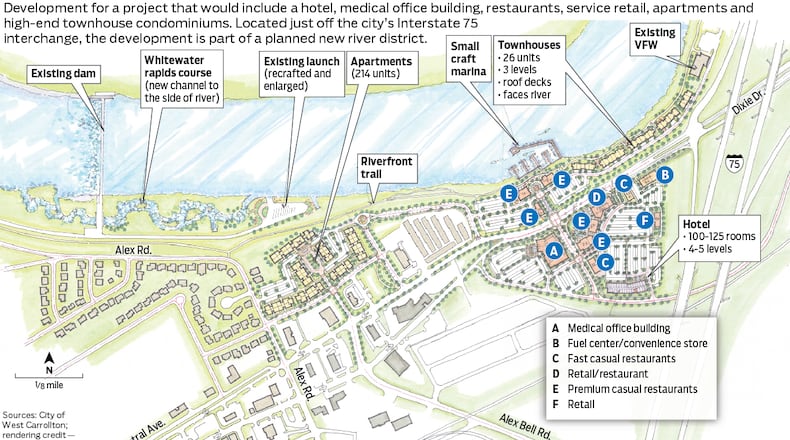 A development services agreement approved by West Carrollton City Council on Tuesday, May 24, 2022, paves the way for a river district along the Great Miami River off of East Central Avenue. The agreement outlines new development and riverfront housing next to a planned whitewater park.
