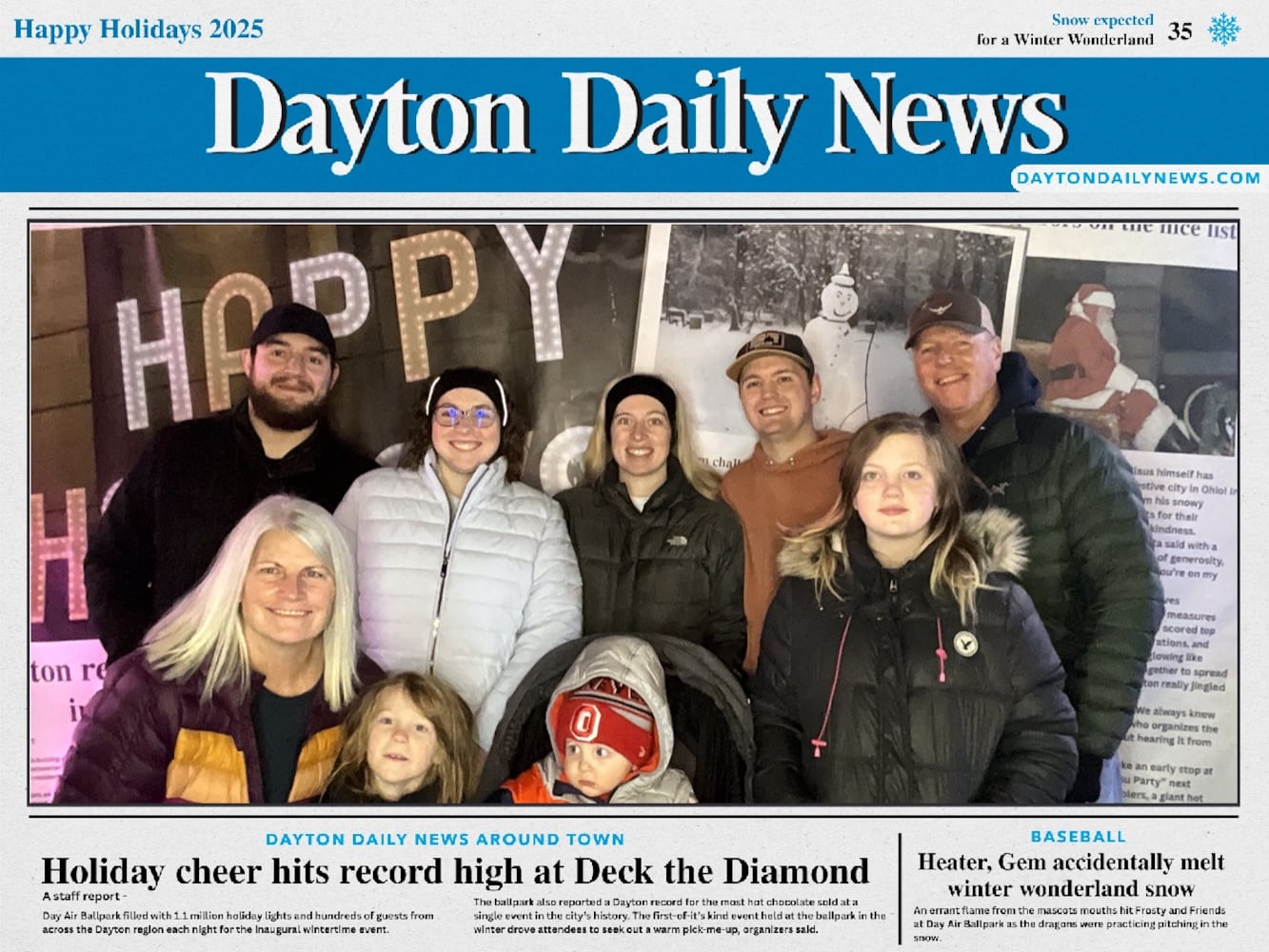"Front Page News" photobooth at Deck the Diamond