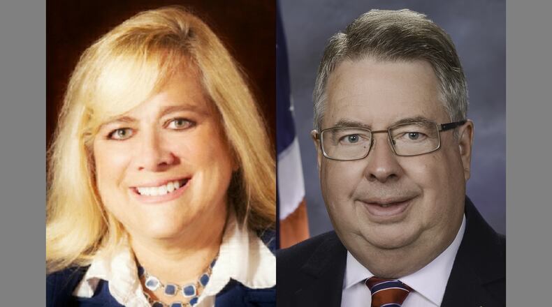 Montgomery County Commissioner Debbie Lieberman, left, a Democrat running for re-election, faces Republican Bob Matthews, a former Miami Twp. trustee and information technology project manager. SUBMITTED