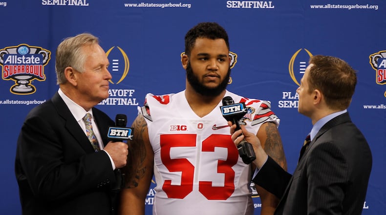 Ohio State's Michael Bennett at Media Day at the Superdome on Tuesday, Dec. 30, 2014, in New Orleans.