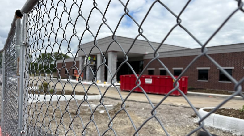 Workers are putting the finishing touches on the new Warren County Court building Wednesday, May 21, 2025, on Memorial Drive in Lebanon. JEN BALDUF/STAFF