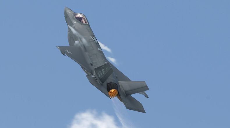 A Lockheed F-35A Lightning II flies at the Vectren Dayton Air Show in June 2017. TY GREENLEES / STAFF
