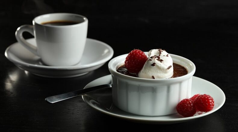 Custards like these chocolate-chartreuse pots de creme work very well in an Instant Pot. (Abel Uribe/Chicago Tribune/TNS)