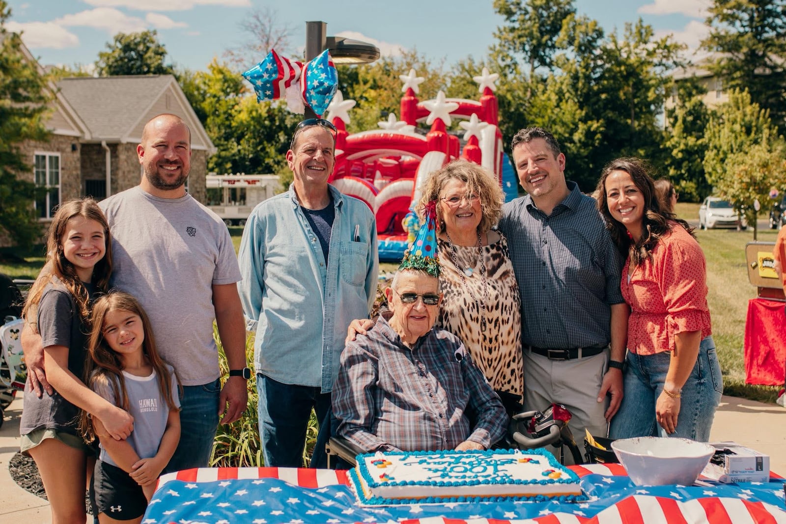 John Fisher with, from left, great-granddaughters Shelby and Lainey, grandson Justin, son Joseph, daughter Suzanne, and grandchildren Jason and Jenna. CONTRIBUTED