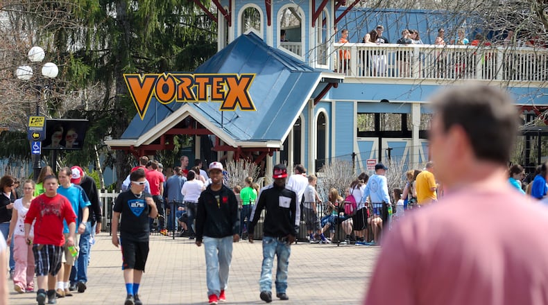 The ride, Vortex, at Kings Island on opening day, Friday, April 18, 2014. GREG LYNCH / STAFF