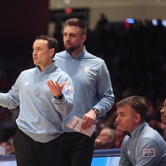 Rhode Island's Archie Miller coaches during a game against Dayton on Tuesday, Jan. 27, 2026, at UD Arena. David Jablonski/Staff