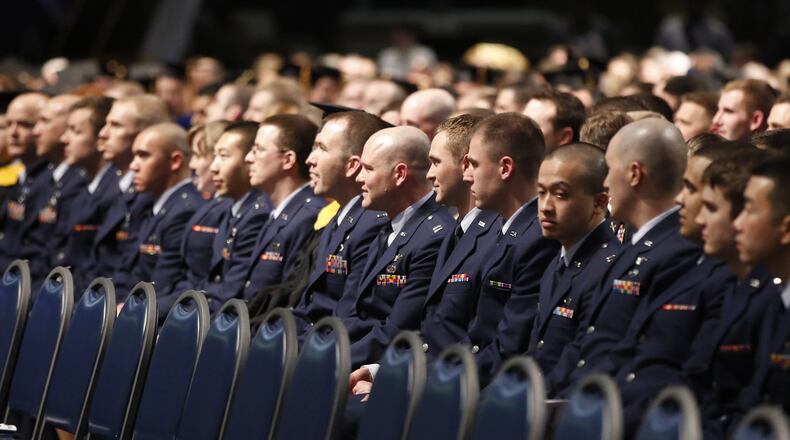 NASIC Airmen in attendance for the change of command ceremony for the National Air and Space Intelligence Center held at the National Museum of the U.S. Air Force. TY GREENLEES / STAFF