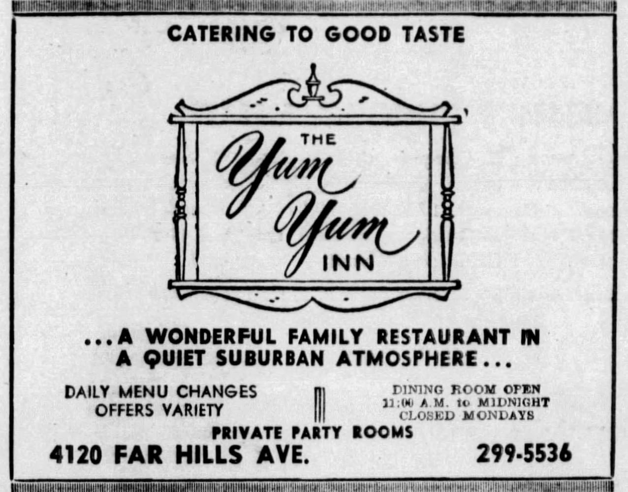 Vintage Restaurant advertising DDN