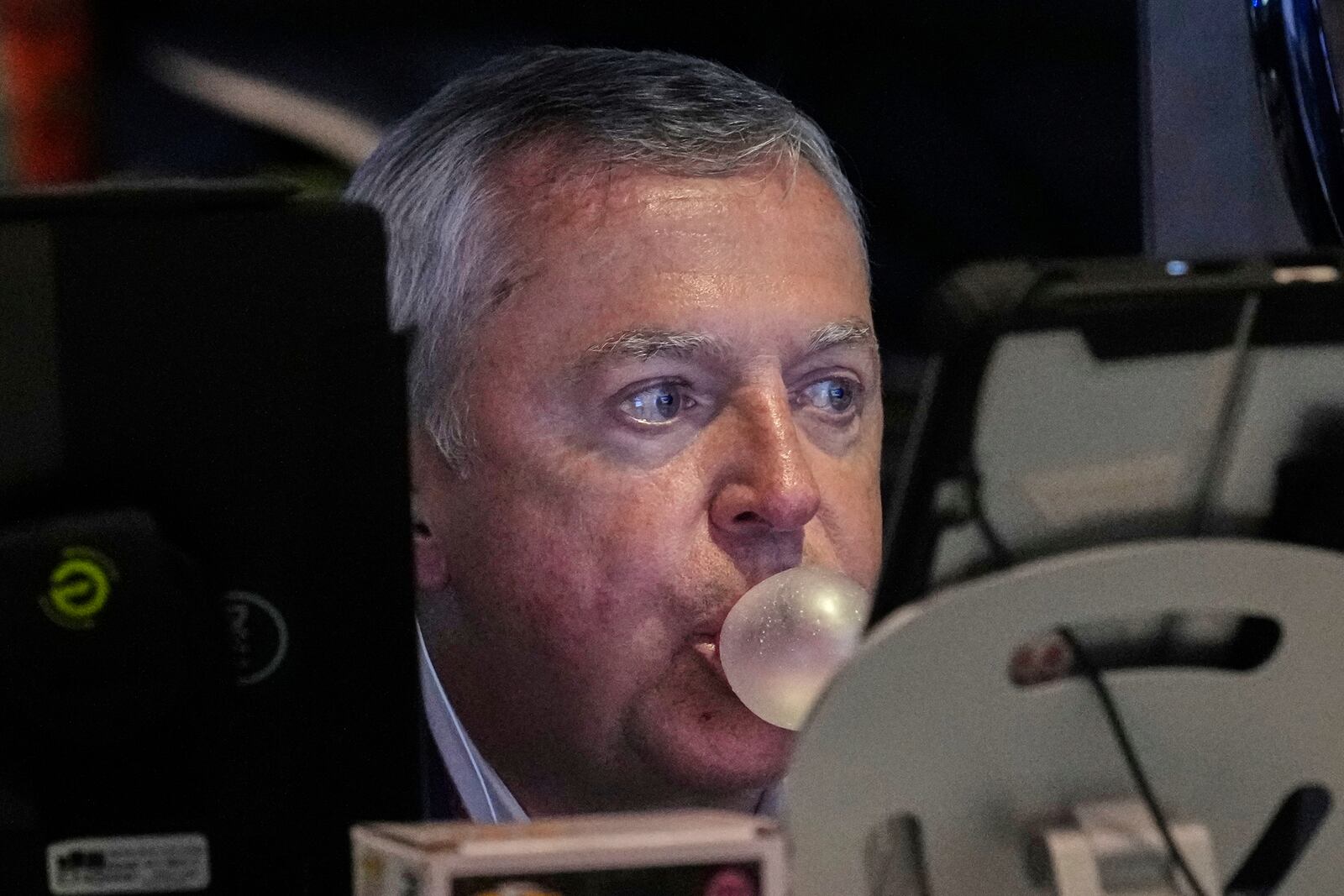 Trader James Lamb works on the floor of the New York Stock Exchange, Monday, June 9, 2025. (AP Photo/Richard Drew)