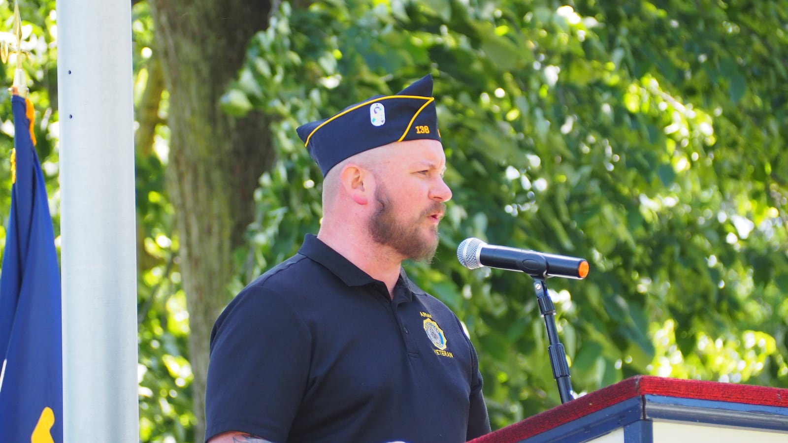 American Legion Post 138 facilities manager, Josh Brandner, spoke about the importance of veterans' mental health. BRYN DIPPOLD / STAFF