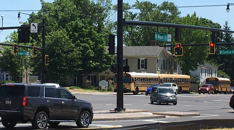 The final touches are about to be put on intersection improvements at Springboro’s central crossroads. STAFF/LAWRENCE BUDD