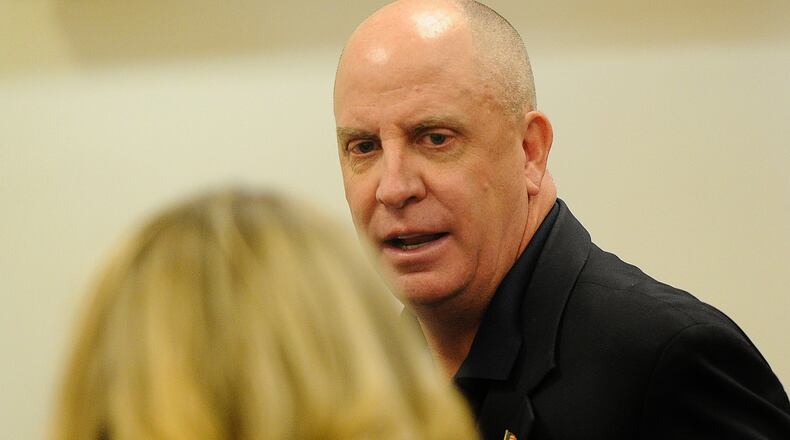 Ex-assistant Montgomery County prosecutor John Amos accused of rape pleads quilty to lesser charges in court, Wednesday, Oct. 4, 2023. MARSHALL GORBY\STAFF