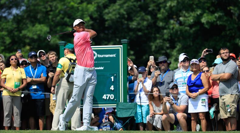 during the third round of The Memorial Tournament Presented by Nationwide at Muirfield Village Golf Club on June 2, 2018 in Dublin, Ohio.