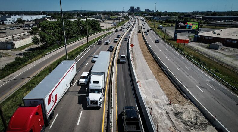 The completion of Interstate 75 reconstruction north of downtown Dayton has been pushed back a year according to ODOT. JIM NOELKER/STAFF