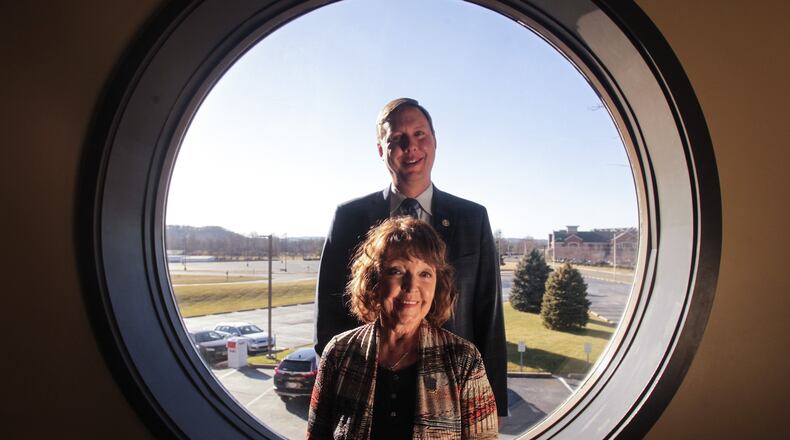 Dayton Realtors President, Sharon Geier and C.E.O. Carlton Jackson. JIM NOELKER/STAFF