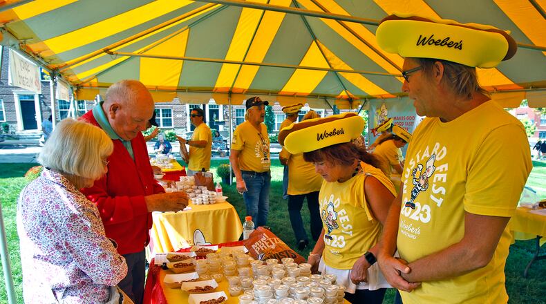 Woeber's Mustard tasting at MustardFEST Saturday, Sept. 16, 2023. BILL LACKEY/STAFF