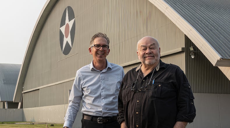 Dan Patterson (R) with his photo collaborator, Ty Greenlees (former DDN staff photographer) on the new book, American Eagles, 2nd Edition,
2023
