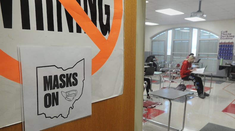 Stebbins high school has signage posted around the building to remind students to wear masks. MARSHALL GORBY\STAFF