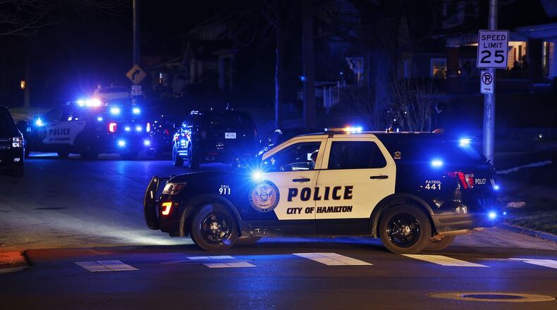 Hamilton Police investigate shooting of a child on Park Avenue Thursday evening, March 30, 2023 in Hamilton. NICK GRAHAM/STAFF