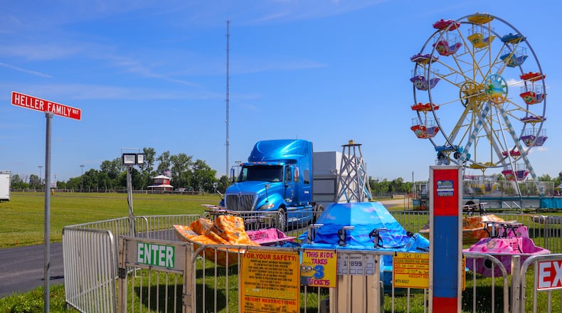 The Montgomery County fairgrounds as rides are being set up four days before the fair.