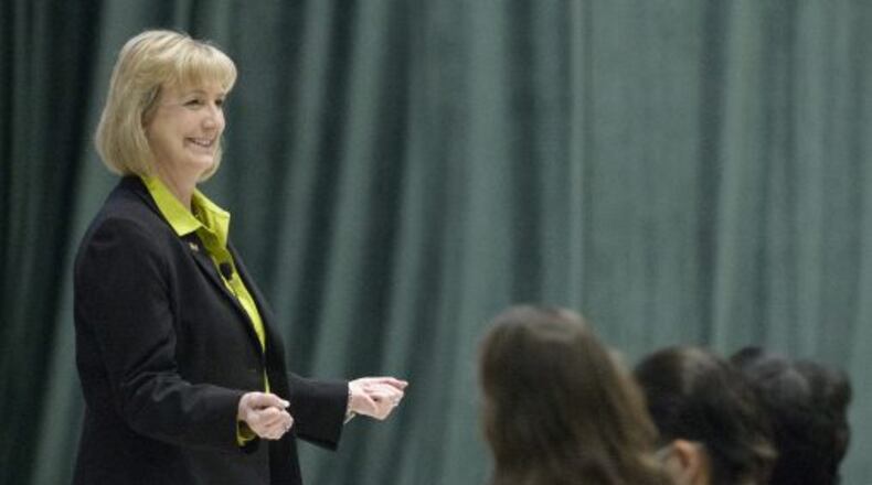 Cheryl Schrader will give her first state of the university address as president of Wright State University today.