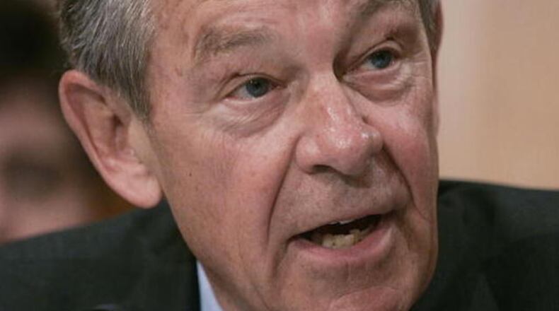 WASHINGTON - MAY 12: Sen. George Voinovich (R- Ohio) testifies during a Senate Foregn Relations Committee hearing on Capitol Hill May 12, 2005 in Washington, DC. The committee is debating and will vote on the embattled nomination of John Bolton to be U.S. ambassador to the United Nations. (Photo by Joe Raedle/Getty Images)