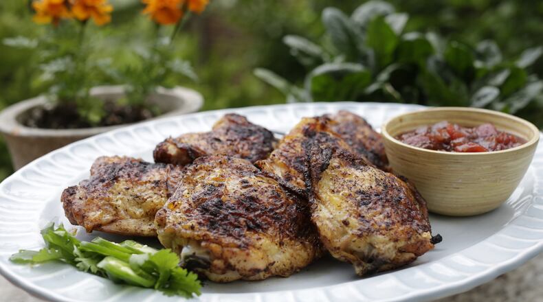 Ancho Chile Chicken Thighs with Tomato Chutney. (Kathleen Galligan/Detroit Free Press/TNS)