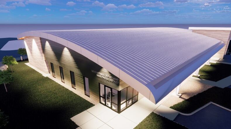 A rendering of a proposed new Dayton police station at Abbey Avenue and West Third Street in West Dayton. CONTRIBUTED