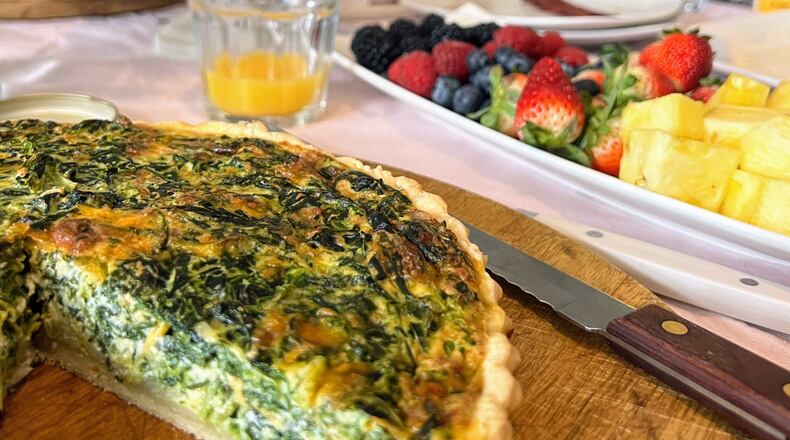 Spinach quiche is a perfectly balanced eat-alone or make-it-a-meal moment your friends, whatever the occasion, will be looking for. WHITNEY KLING/CONTRIBUTED