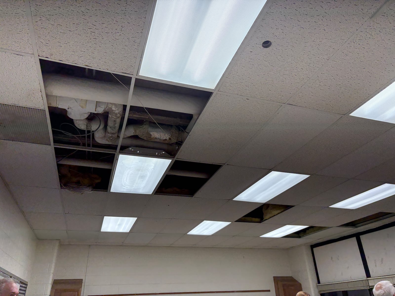A second-floor classroom at Van Buren Middle School in Kettering is no longer in use due to persistent leaks from roofing issues. JEN BALDUF/STAFF