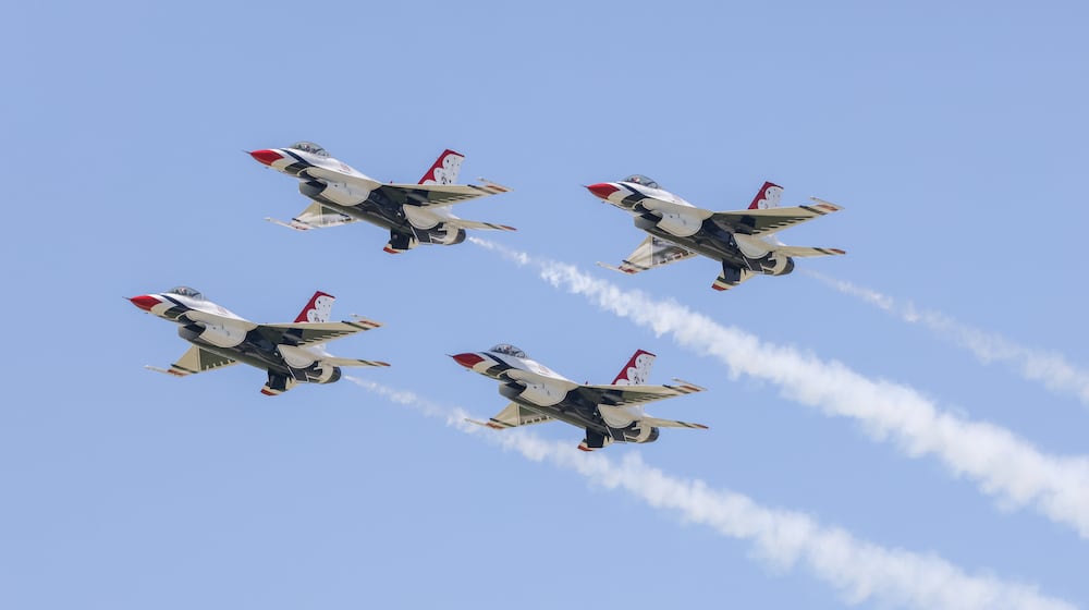 The Air Force Thunderbirds flew at the CenterPoint Energy Dayton Air Show in June 2025. BRYANT BILLING / STAFF