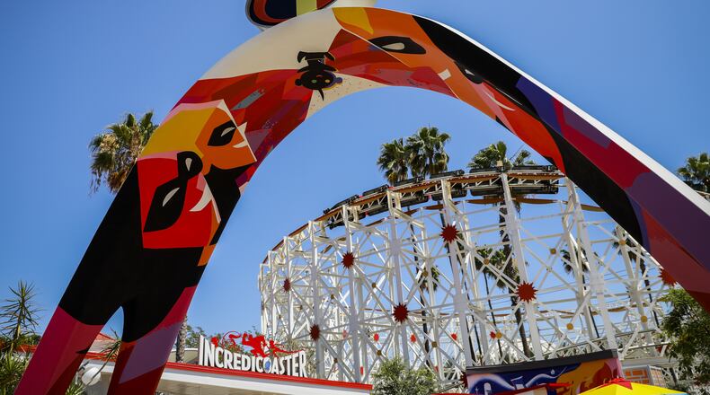 The new Incredicoaster, based on the characters in Pixar's latest film, "The Incredibles 2," at Pixar Pier, part of the Disney California Adventure Park in Anaheim, Calif., on June 21, 2018. (Jay L. Clendenin/Los Angeles Times/TNS)