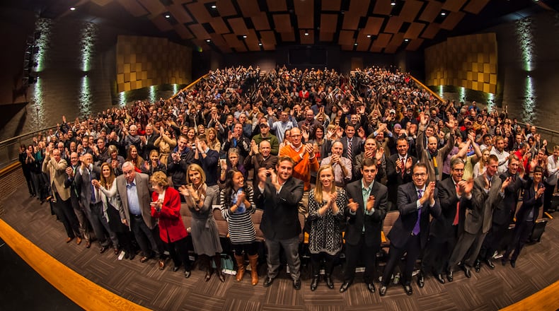 Henny Penny’s leaders gathered the whole company workforce to Eaton High School’s auditorium in January 2015 to announce the new employee-ownership plan. CONTRIBUTED PHOTO